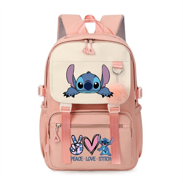 Vlemua Stitch Backpack, Back to School Gift, 17" Stitch Cartoon Game Schoolbag for Game Fans, Graduation Gifts for Students and Fans