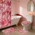 thumbnail image 4 of Valentine's Day Shower Curtain and Mat Set, Pink Bow and Flower Print Romantic Bathroom Decor - Bath Mat+U-Shaped+Toilet Mat+Shower Curtain, 4 of 6