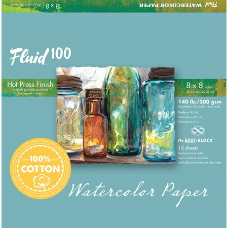 UPC: 0696844122185 | Global Art Fluid 100 Watercolor Paper Block  Hot Press  8in x 8in  15 Sheets/Block