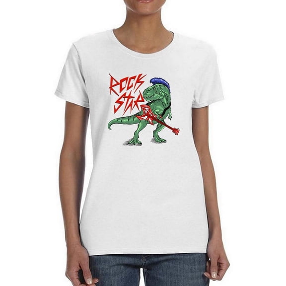 Rock Star Dinosaur Trex Shaped T-Shirt Women -Image by Shutterstock, Female Small