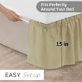 thumbnail image 3 of Elastic Wrap Around Bed Skirt Dust Ruffle Smooth Soft Bed Frame Cover 15-inch Drop (Queen, Khaki), 3 of 9