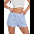 thumbnail image 2 of Pantalones Cortos de Pijama A Cuadros Y2K para Mujer, Bóxers Elásticos, Ropa de Calle Raya L, 2 of 10