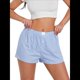 thumbnail image 2 of Pantalones Cortos de Pijama A Cuadros Y2K para Mujer, Tipo Bóxer Elástico, Estilo Urbano Raya S, 2 of 10