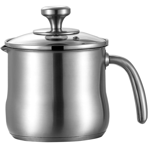 Stainless Steel Saucepan 2L Milk Pot Saucepan with Pour Spout, Glass Lid ＆ Handle for Boiling Milk, Sauce, Gravies, Pasta, Noodles（1,pcs,J）
