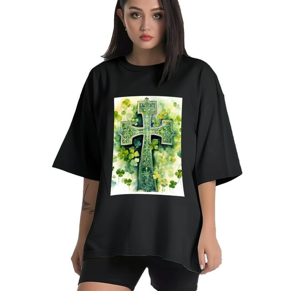 Plus Size Shirt for Women Black Tops for Women Short Sleeves Shirt for Women ST Patrick T Shirt Crewneck Shirt for Women XS