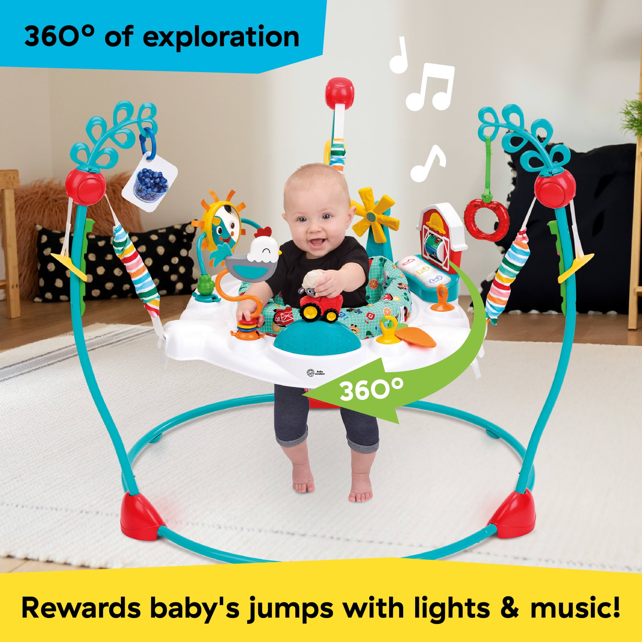 Baby Einstein Farm Explorers Jump & Learn Barnyard 2-in-1 Jumper, Ages 6-12 Months