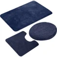 thumbnail image 5 of Bathroom Rug Set, 3 Pieces Shaggy Soft Non-Slip Mats Absorbent Toilet Mat,Rectangular Area Rug, U-Shaped Bath Mat, Elongated Toilet Lid Cover (Blue), 5 of 9