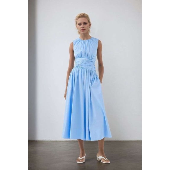 Elegant Maxi Dress (Blue, S)