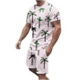 thumbnail image 2 of Edvintorg Summer Sets Men 2 Piece Outfits Hawaiian Print Short Sleeves Casual Beach Short Sleeve Round-Neck Shirts and Shorts Sets Men Clothing XXL, 2 of 5