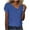 Blue, variant on Solid Color V Neck Button Petal Sleeve Short Sleeve T Shirt Top Woman