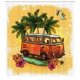 thumbnail image 3 of Surf Shower Curtain, Hippie Classic Old Bus with Surfboard Freedom Holiday Exotic Life Sketchy Art, Fabric Bathroom Set with Hooks, 69W X 84L Inches Extra Long, Yellow Orange Green, by Ambesonne, 3 of 3