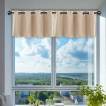 Taupe Blackout Thermal Insulated Window Treatment Grommet Curtain Valance， Valance for Window Grommet Window Kitchen Valance Darkening Valance for Living Room Bedroom Thermal Short Curtain