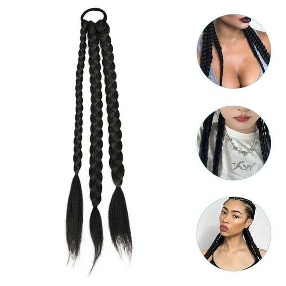 Supvox 1Pack Hair Decoration Extensions Black Braided Look for Women and Girls