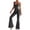 Grey, variant on Women's Leopard Print Stretch Seamless Yoga Jumpsuits Smooth Soft Comfort Sleeveless Bell-Bottoms Summer Workout Jumpsuit Lightweight Breathable for Casual Wear Black S