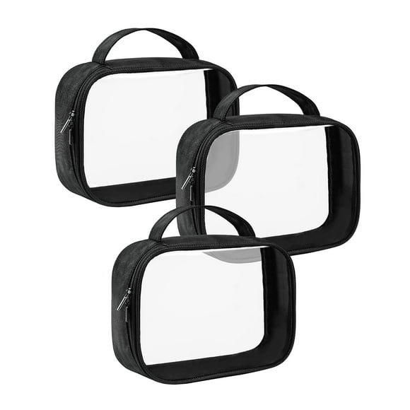 Neceser Moyad aprobado por la TSA transparente con asa, paquete de 3, negro