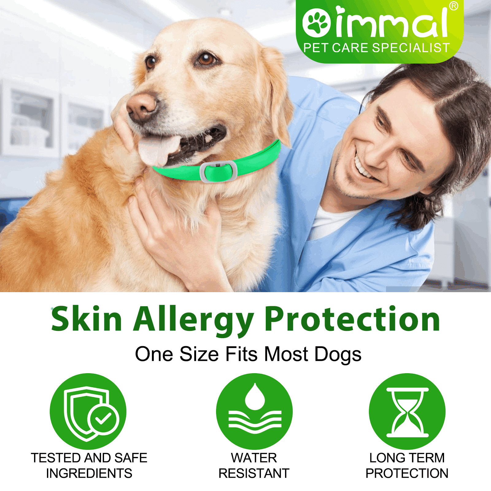 Oimmal Dogs Collar, Mosquito Prevention for Dog, Waterproof, 6 Months Protection, 4 Collars - Green & Yellow