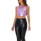 thumbnail image 4 of INSPIRAR CHIC Camisetas sin mangas para mujeres, tops cortos metálicos brillantes, XL púrpura claro, 4 of 6