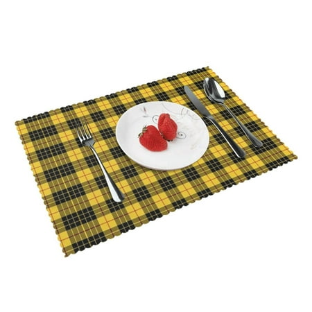 

Home Scottish Clan Macleod Yellow Black Tartan Placemats Set Of 4 Washable Wipeable Place Mats Place Mats For Festival Parties Family Dinner (12 X 18inch)