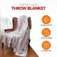 thumbnail image 2 of Cheer Collection Faux Fur Leaf Design Throw Blanket 60" x 70" - Marble Gray, 2 of 5