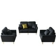 thumbnail image 2 of 3 Pieces Sectional Sofa Set, Modern Velvet Tufted Upholstered Sofa Couch Set with Loveseat Sofa and 2 Piece Single Armchair Sectional Couches with 4 Throw Pillows for Living Room, 2+1+1 Seater, Black, 2 of 7