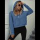 thumbnail image 4 of Sudadera Holgada de Larga con Capucha y Bolsillo con Media Cremallera para Mujer, Otoño e Invierno Azul Gris S, 4 of 10