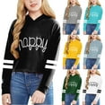 thumbnail image 4 of SGMVNU Boys Girls Hoodies 10-12 Years Yellow Kids Crop Tops Girls Happy Letter Print Long Sleeve Fashion Hoodies Pullover Sweatshirts Hooded Fall Tops, 4 of 4