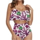 thumbnail image 1 of Bikini de Mujer Trajes de Baño Bikini con Ruffles Conjunto con Sujetador Acolchado Extraíble, Pantalones Cortos de Cintura Alta para la Playa, 1 of 5