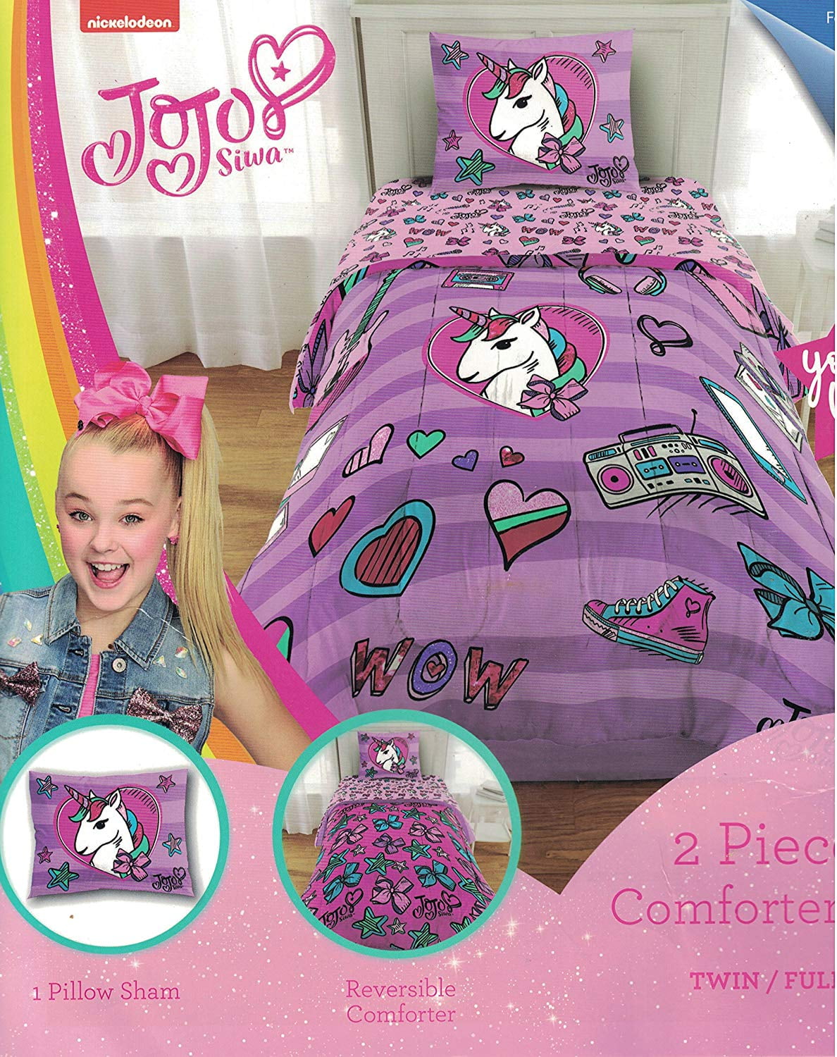 Jojo Siwa 5pc Twin Bedding Collection With Comforter Sheet Set Walmart Com Walmart Com