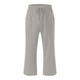 thumbnail image 4 of Summer Capri Pants for Women Cotton Linen Solid Color Capris Slacks Elastic Waist Casual Wide Leg Lounge Pants (4X-Large, GrayA), 4 of 5