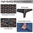 thumbnail image 7 of Giantfurnni 2 Peices Patio Rattan Ottomans, Outdoor Wicker Footrests with Cushions for Porch Backyard Deck, 7 of 7