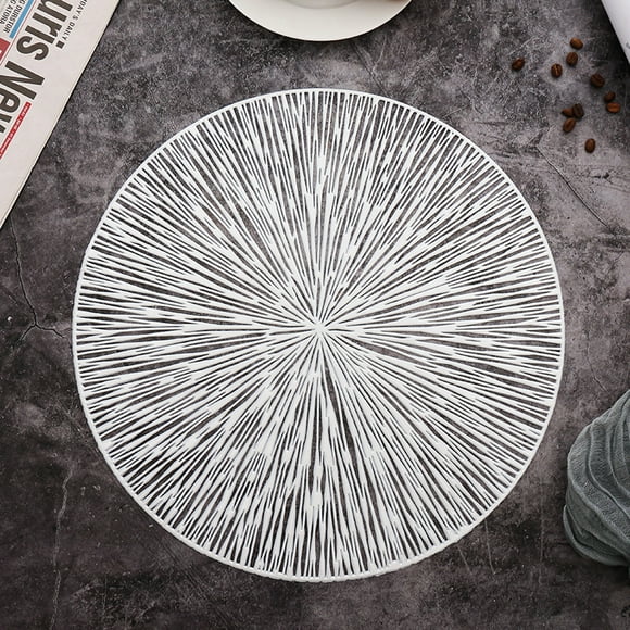 Placemats Set of 6 Elegant Fancy Charger for Dining Table Holiday Wedding Decorative Placemats Charger Table Setting Place Mats Kitchen Table Mats Round Vinyl Placemats for Table Silver Firework