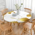thumbnail image 3 of Gold Splash Marble Pattern Round Fitted Tablecloth with Elastic Edge,Dining Table Cover Waterproof,Outdoor Round Tablecloth for Camping,Dining,Indoor and Outdoor, 3 of 7