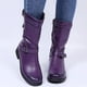 thumbnail image 5 of Botas a media pantorrilla con hebilla para mujer, botas medias con cremallera y tacón cuadrado bajo para mujer, zapatos planos de Pu para Otoño e Invierno 2023, negro, gris, talla 43, 5 of 5