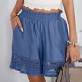 thumbnail image 1 of Pantalones Cortos Casuales Fruncidos, Pantalones Cortos Sueltos Con Dobladillo De Encaje Elegante Cintura Alta Suave Bolsillo Doble Para Trabajo De Oficina ANGGREK Otros, 1 of 6