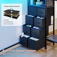 thumbnail image 6 of KICODE Twin Size Loft Bed with Desk&Clothing Rack,Twin Size Metal Loft Bed with 11 Storage Drawers,Charging Station,LED Lights and Coat Rack,13.4" Safety Guard & Stair,Black, 6 of 9