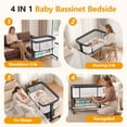 thumbnail image 2 of COFUNOK Baby Bassinet,Baby Bassinets Bedside Sleeper With 360° Swivel Wheels,Bedside Bassinet for Newborns,7 Adjustable Height,Full-Mesh Sides,Large Storage Basket-Dark gray, 2 of 6