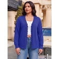 thumbnail image 3 of Cueply Plus Size Cardigan for Women Open Front Button V-Neck Long Sleeve Ribbed Wave Edges Lightweight Sweaters, 3 of 9