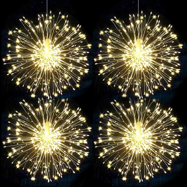 Cadena de luces a batería para decoraciones de Halloween y Navidad, fuegos artificiales LED impermeables para uso en interiores y exteriores con control remoto.