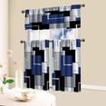 thumbnail image 3 of Navy Blue Thin Kitchen Curtains Tiers and Valances Set 3 Piece for Windows Geometric Modern Art Kitchen Window Curtains Set,Grey and Black Valances for Living Room(36" Tiers Set), 3 of 6