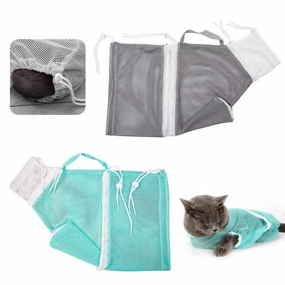 LNKOO Cat Shower Net Bag Cat Grooming Bathing Bag Adjustable Cat Washing Bag Multifunctional Cat Restraint Bag Prevent Biting Scratching for Bathing, Nail Trimming, Ears Clean, Keeping Calm