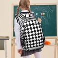 thumbnail image 7 of FORMRS Unisex School Backpack 17" Student Travel Bag with Laptop Compartment, Black and White Geometric, 7 of 7