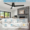 thumbnail image 6 of Ohniyou 52 " Flush Mount Ceiling Fans with Light and Remote Low Profile 3 Blades Outdoor Ceiling Fan for Patio Kitchen Bedroom, Black, 6 of 12