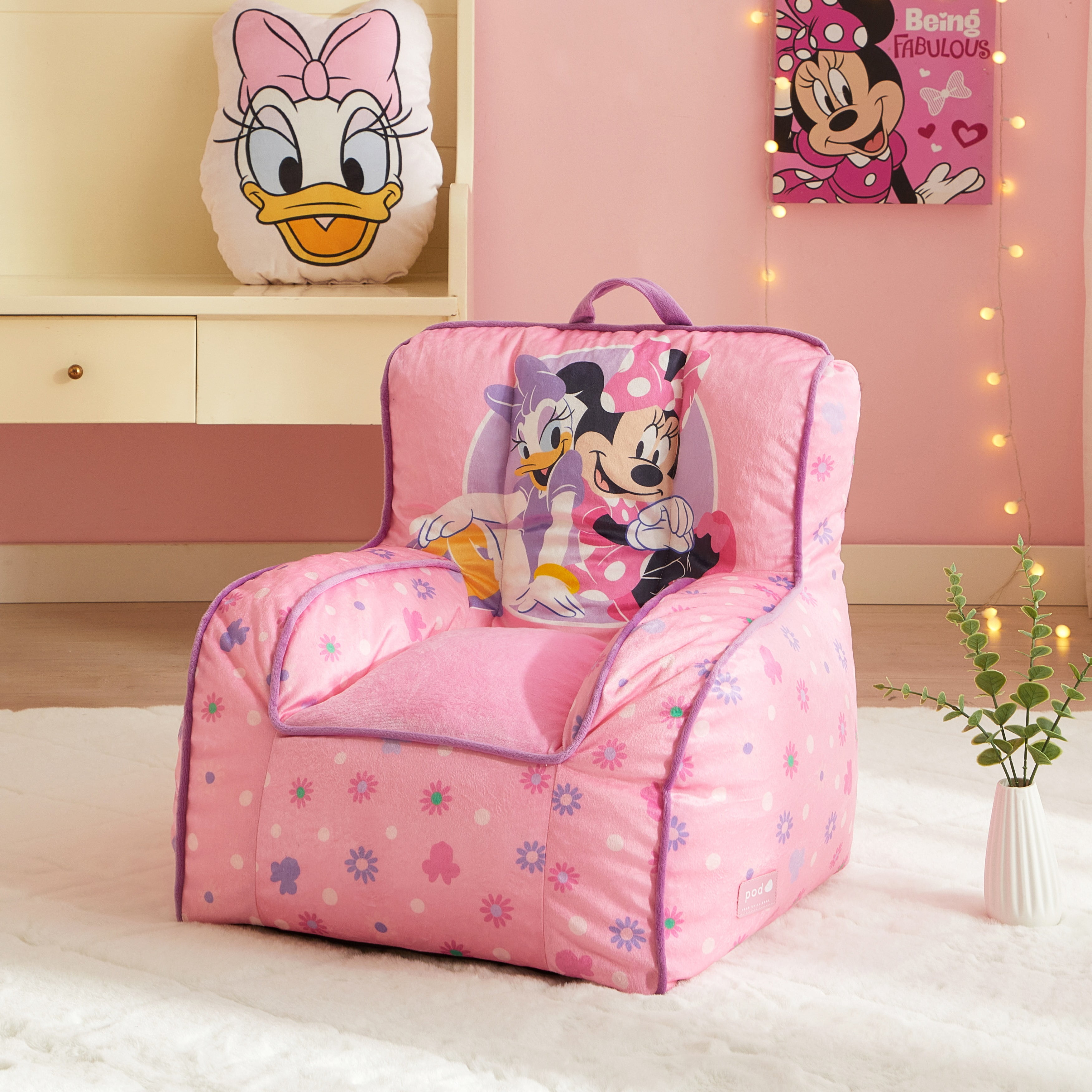 Minnie Mouse Square Beanbag Chair Pink, 18" inches