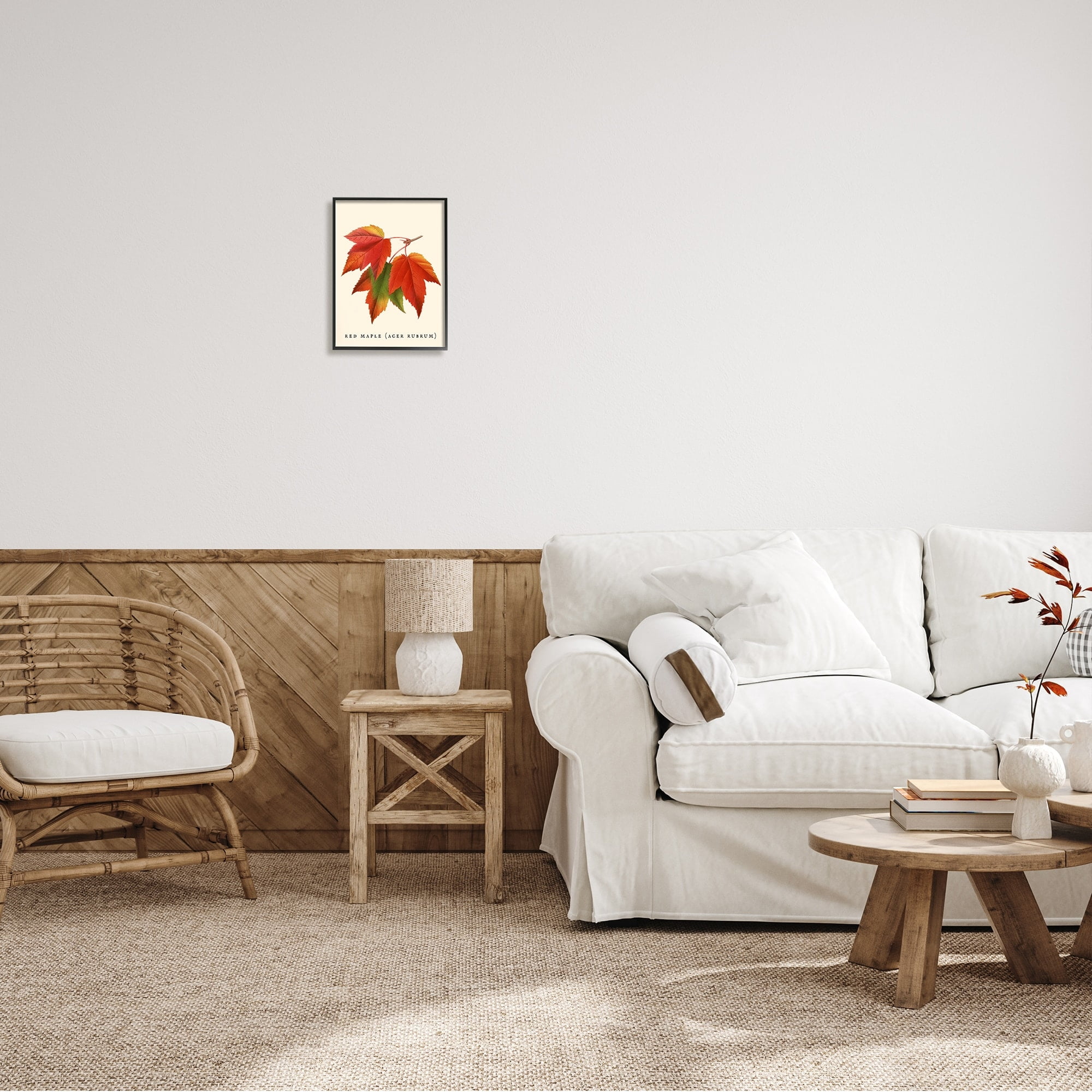 Stupell Industries Antique Red Maple Leaf Illustration Autumn Foliage, 24 x 30,Design by Daphne Polselli