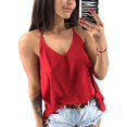 thumbnail image 1 of Sexy Women Milk Fiber Top Solid Color Spaghetti Strap Backless Short Vest (Red L), 1 of 9