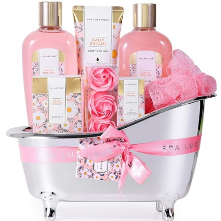 Spa Gift Basket for Women, 8 Pcs Daisy Body Bath Gift Sets, Beauty Holiday Birthday Gifts for Her