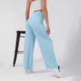 thumbnail image 4 of biudgviw Women's Wide Leg Pants for Fall Casual Ribbed Knit Baggy Lounge Pants Comfy Elastic Waisted Drawstring Pants with Pockets, 4 of 5