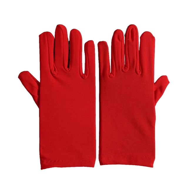 Inteprter Guantes de LICRA para mujer, ropa de mano elástica corta, acogedora, ropa de Cosplay, adornos de conducción para cena, finos para fiesta Suministros térmicos Rojo Inteprter HA061226-01