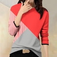 thumbnail image 2 of GigrtiJin Women's Basic Colorblock Tops Round Neck Long Sleeves Casual Loose Blouse Comfy Pullover Fall Shirts, 2 of 5