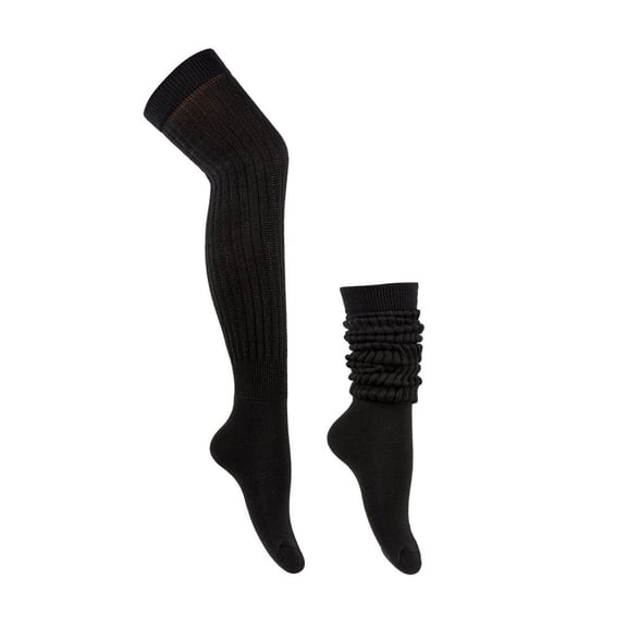 Bibifish Womens Over The Knee Socks Knitted Thickened Winter Cozy Slouch Socks Solid Color Soft Comfy Daily Wear Slouch Thigh-High Socks